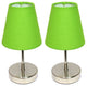 Simple Designs Sand Nickel Mini Basic Table Lamps, Fabric Green Shade 2-Pack Set