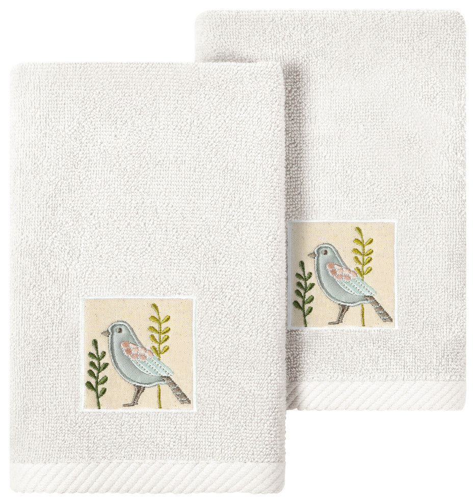 Linum Home Textiles 100% Turkish Cotton BELINDA 2PC Emb Fingertip Towel Set