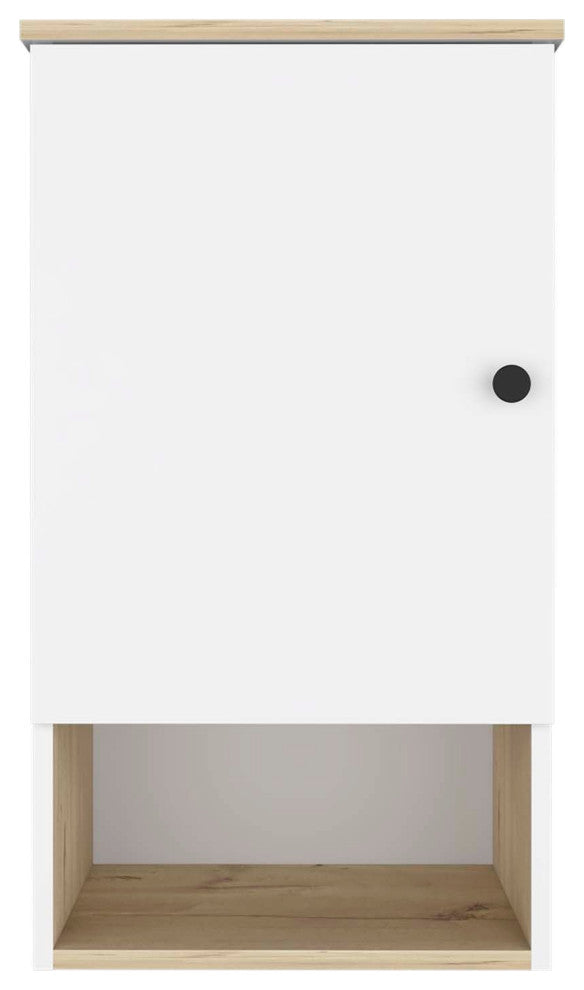 Alaska Medicine Cabinet with Open Shelf, Light Oak/ White