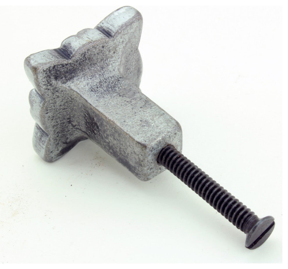 Flower Iron Cabinet Knob Pewter Finish Cabinet Hardware Pack of 4