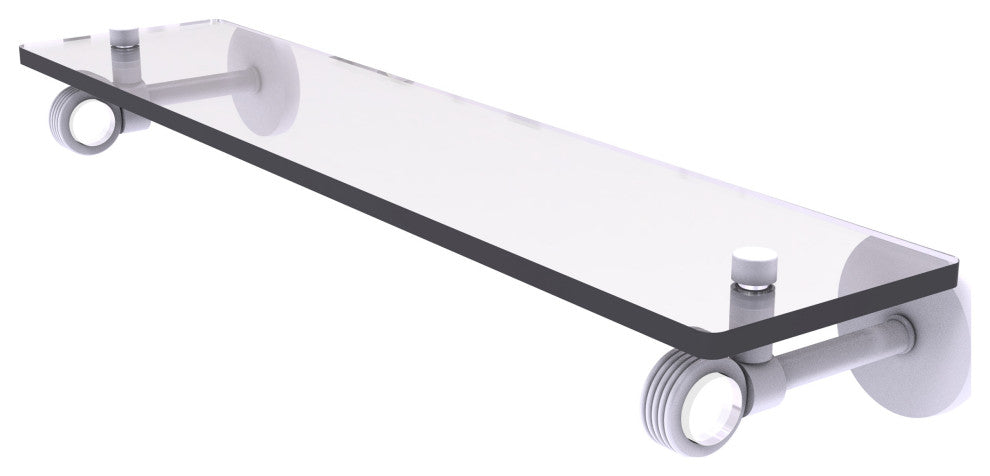 Clearview 22" Glass Shelf with Groovy Accents, Matte White