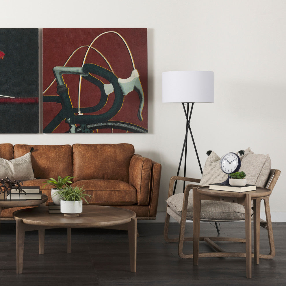 Brayden Beige Fabric Seat w/ Light Brown Solid Wood Accent Chair