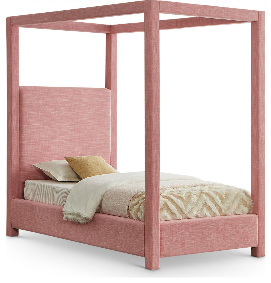 Emerson Upholstered Bed, Pink, Twin, Linen Textured Fabric