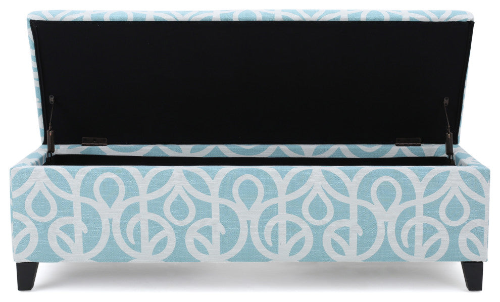 GDF Studio Clor Chic and Modern Storage Ottoman, Azure & White Pattern