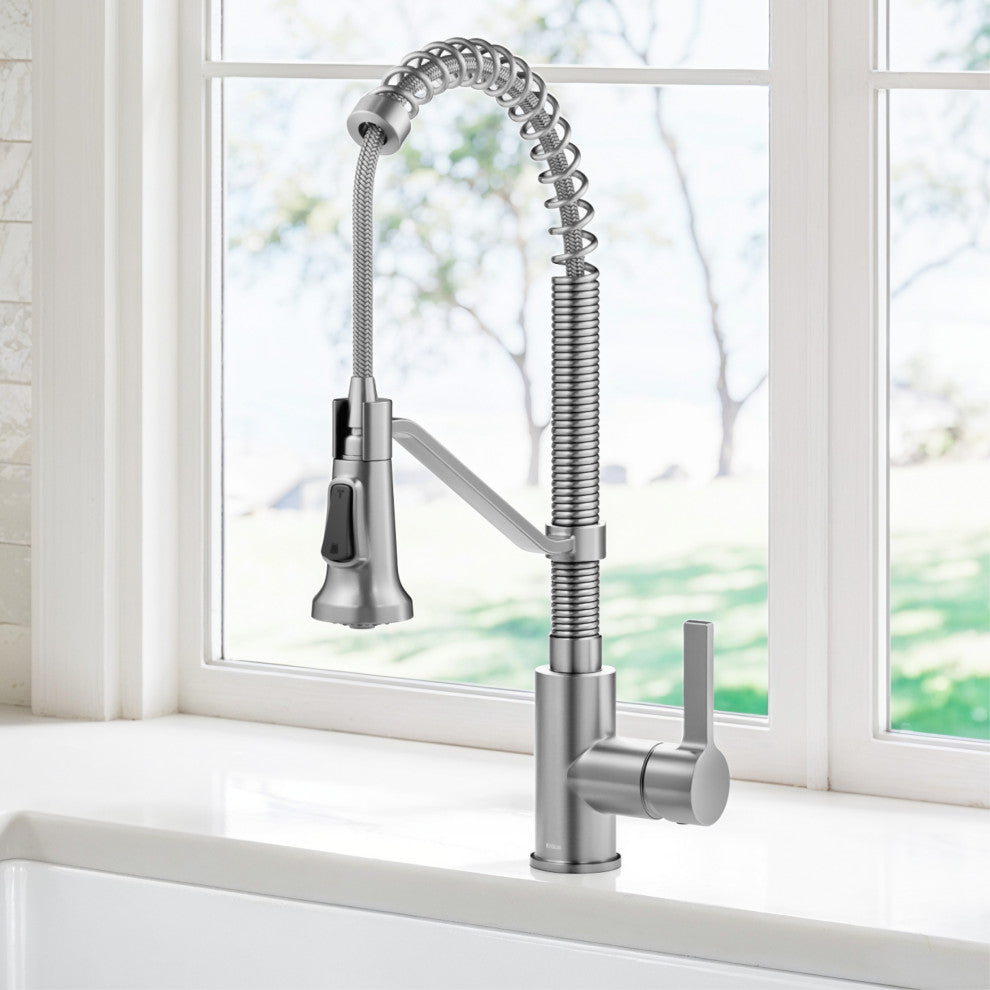 KRAUS Britt Commercial Style 2-Function 1-Handle Pull Down Kitchen Faucet SFS