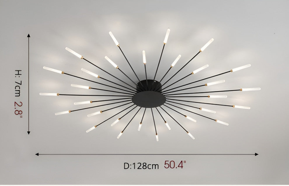 Brugg | Modern LED Dandelion Ceiling Light, Black, 30 Heads