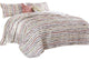 Benzara BM226428 5 Piece Queen Size Cotton Quilt Set with Sewn Floral Ruffles