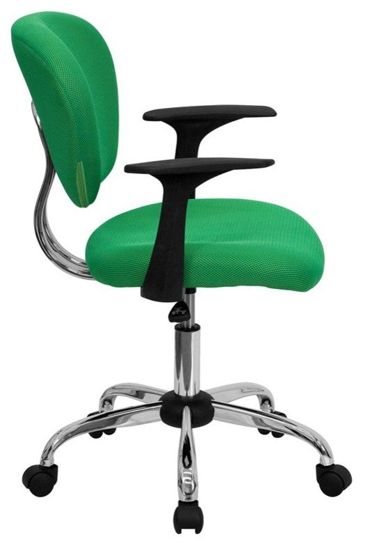 Brielle Mid-Back Bright Green Mesh Swivel Office Task Chair With Arms