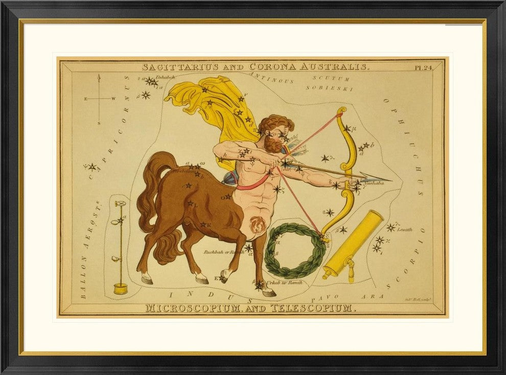 Sagittarius and Corona Australis, Microscopium, and Telescopium, 1825, 46"x34"
