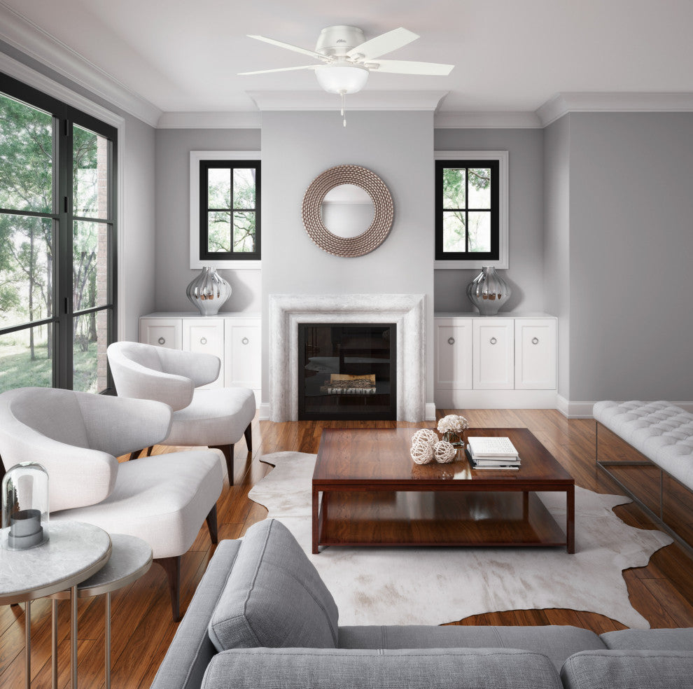 Hunter Fan Company 52" Donegan Low Profile Fresh White Ceiling Fan With Light