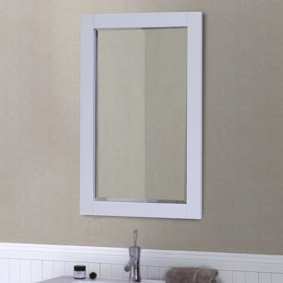 22"x34" Bevel Edge Framed Mirror, White