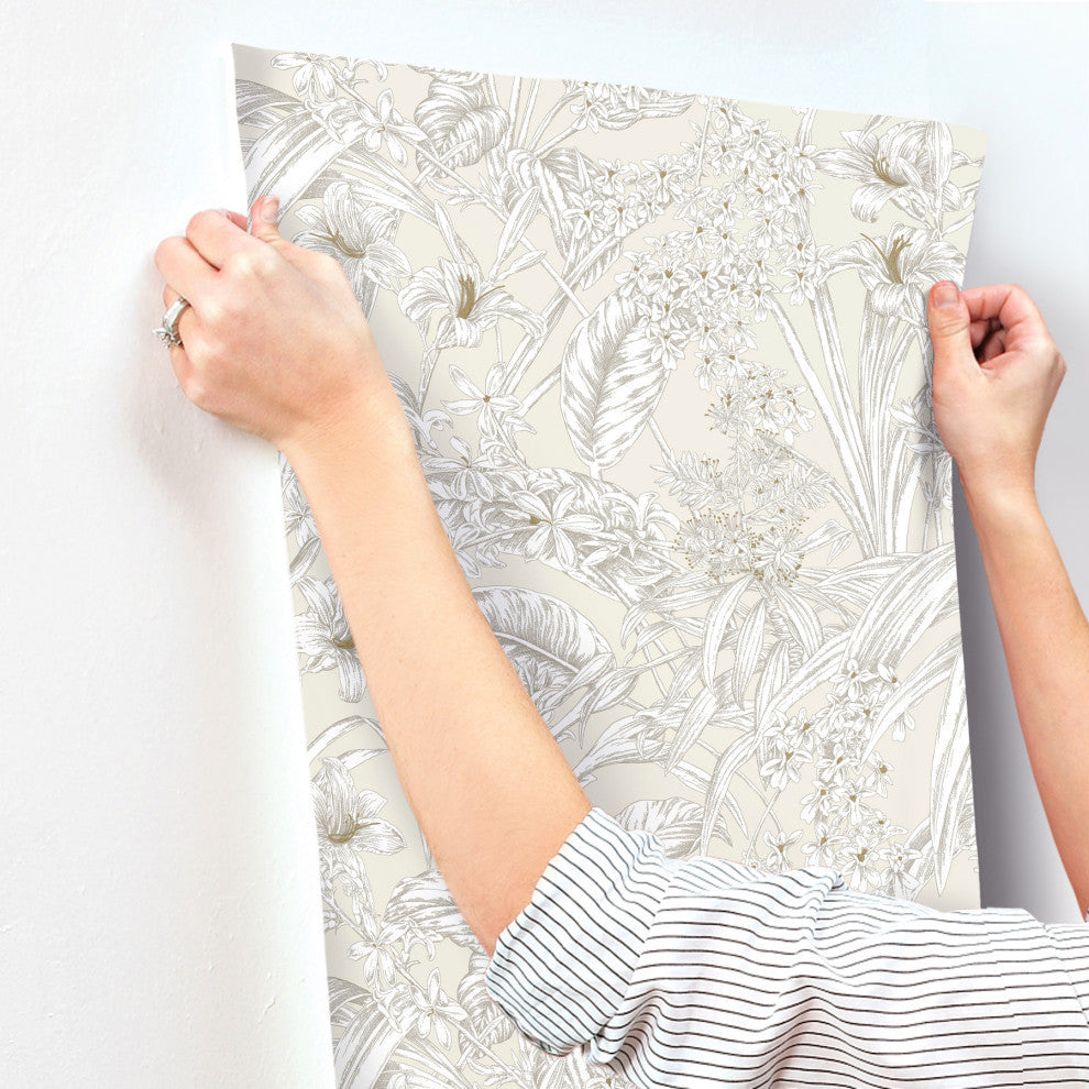 Orchid Conservatory Toile Beige and Taupe Wallpaper