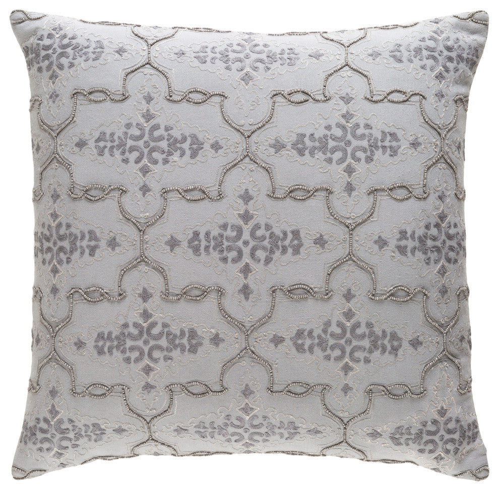 Surya Mercury MER-001 18"x18" Pillow Kit, Medium Gray/Light Gray