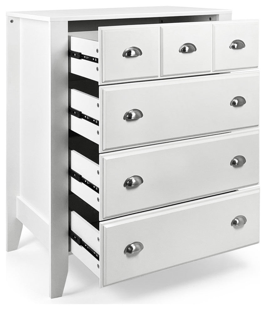 Cleary Contemporary Faux Wood 4 Drawer Dresser, White