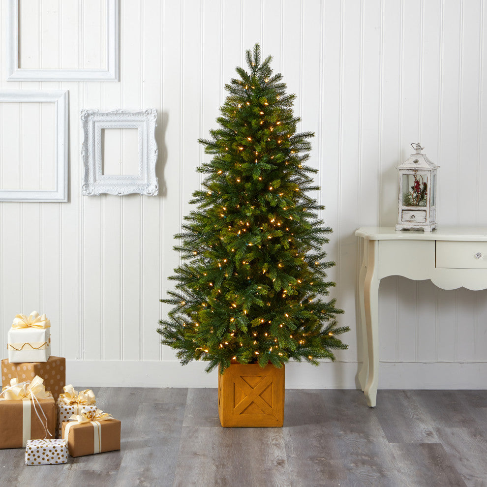 6' Manchester Fir Faux Xmas Tree W/Multifunction Lights & Bendable Branches