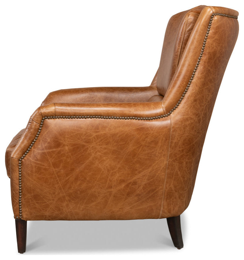 Baker Brown Leather Club Arm Chair