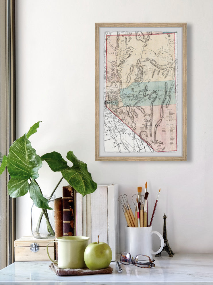 "Nevada Travel Map" Framed Painting Print, 20x30
