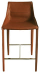 Modrest Halo Modern Cognac Saddle Leather Counter Stool