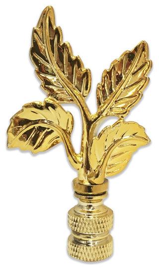 Royal Designs Elegant Leaves Finial, Polished Brass, Single