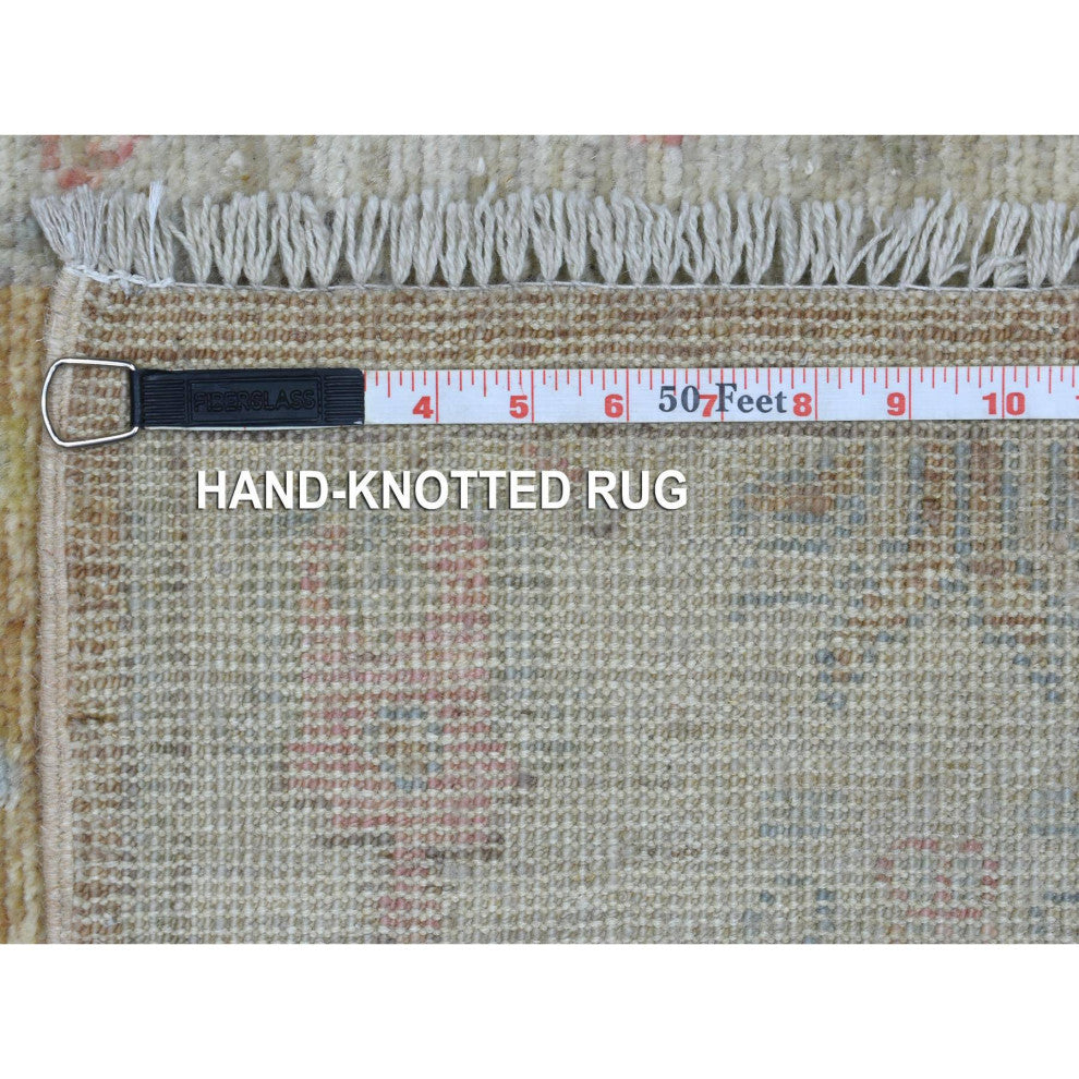 Organic Wool Hand Knotted Almond Brown Angora Oushak XL Runner Rug, 2'9" x 19'5"