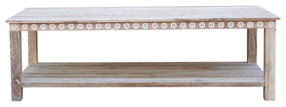 Bleached Teak Mother of Pearl Blossom Table