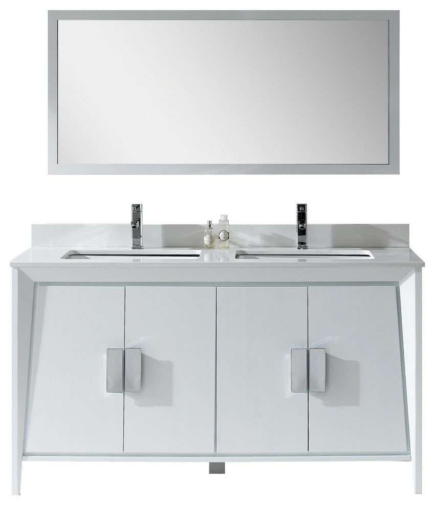 Fine Fixtures Imperial II 60" Double Sink Vanity, White, With Mirror