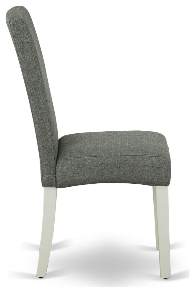 5Pc Round 42" Dinette Table, Four Parson Chair, Linen White Finish Leg
