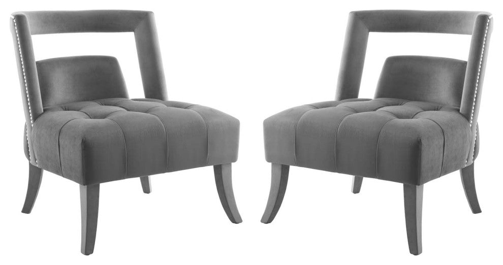 Honor Armchair Performance Velvet Set of 2-Gray