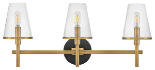 Hinkley Marten 25" Three Light Bath Vanity Fixture, Heritage Brass + Black