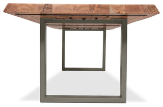Brooks Dining Table, U Base, 40"x92", Teak Top, Pewter Base