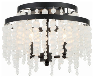 Poppy 3-Light Matte Black Ceiling Mount, Frosted Glass Beads