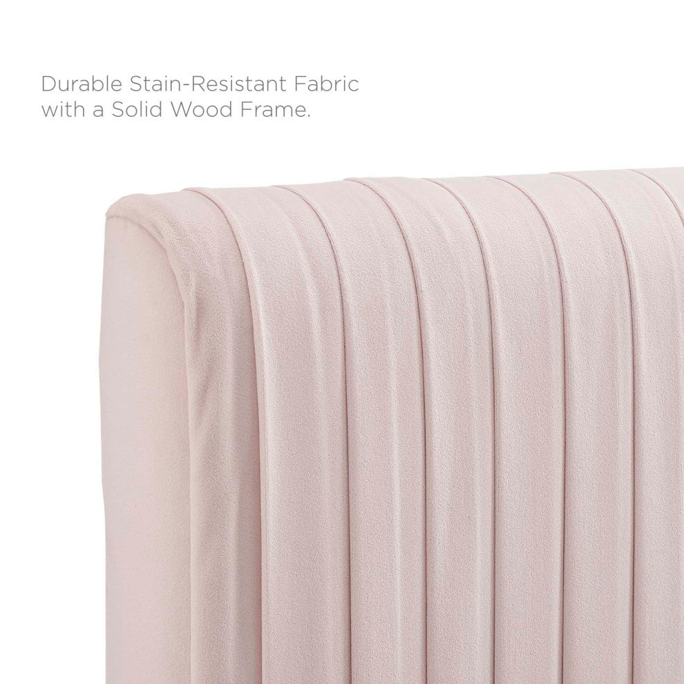 Platform Bed Frame, Full Size, Velvet, Pink, Modern Contemporary, Bedroom Master