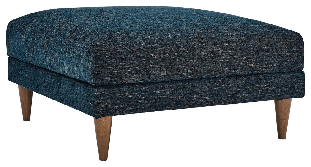 Zoya Down Filled Overstuffed Ottoman - Navy Fabric