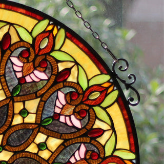 CHLOE Lighting ARABELLA Tiffany-Style Victorian Stained Glass Window Panel