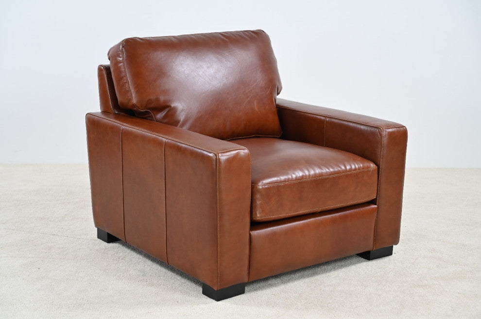 Claudette Top Grain Leather Arm Chair - Chestnut