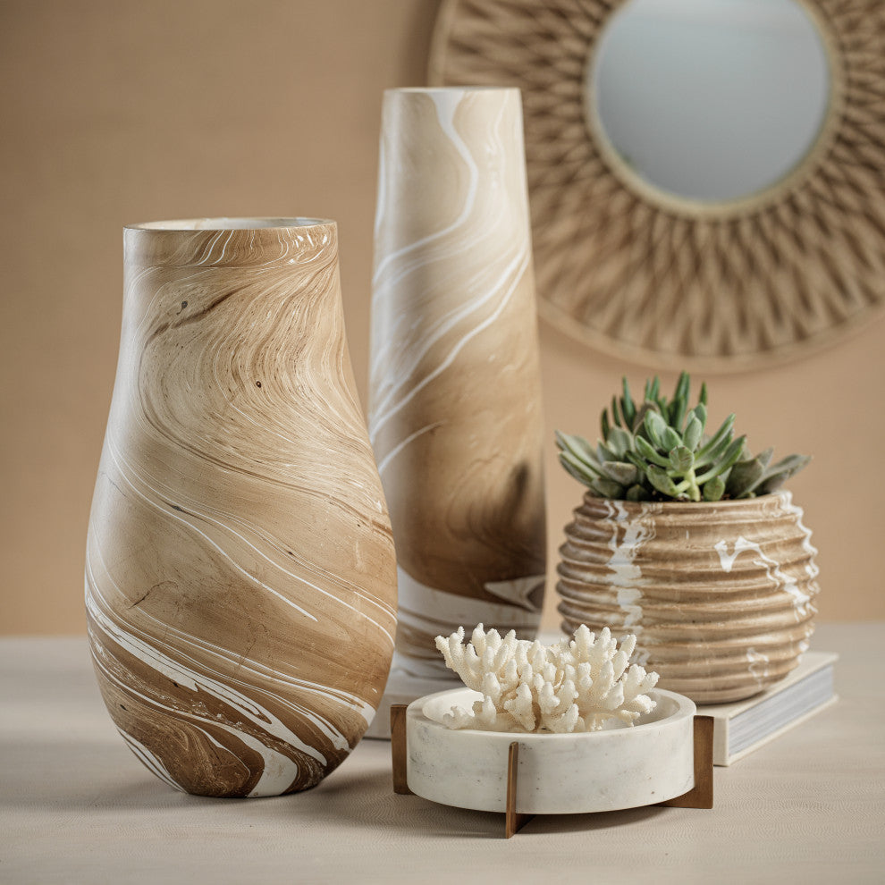 Bellshill Mango Wood Marbleized Vase, 5.5" x 18"