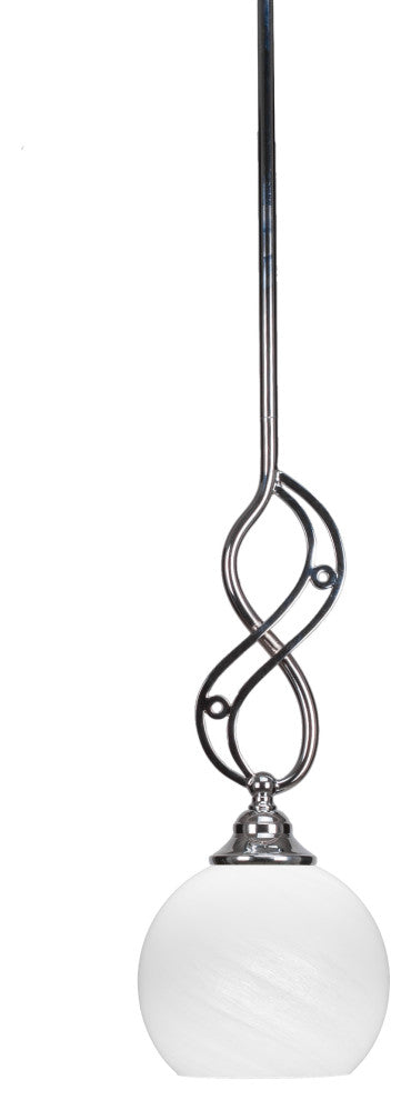 Jazz Mini Pendant In Chrome Finish With 5.75" White Marble Glass