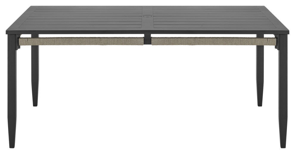 Zella Outdoor Patio 7-Piece Dining Set, Aluminum Light Gray Rope/Cushions