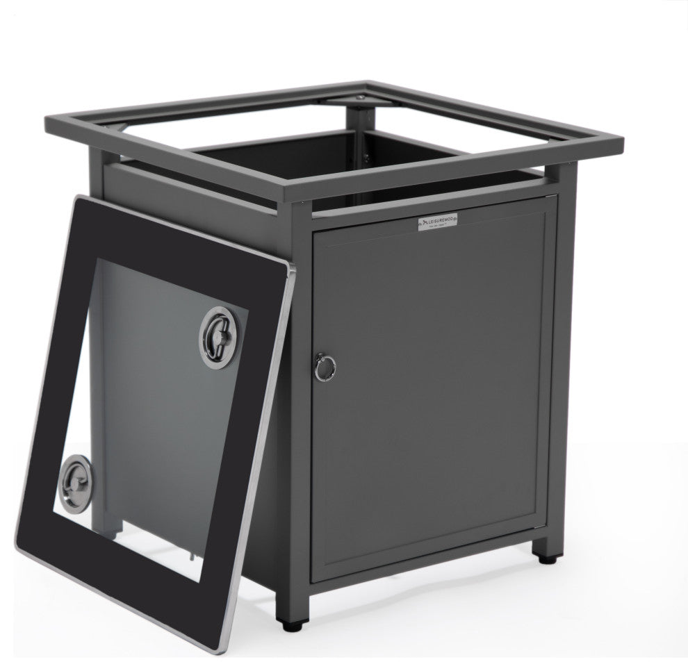 LeisureMod Walbrooke Square Fire Pit Table and Tank Holder, Gray