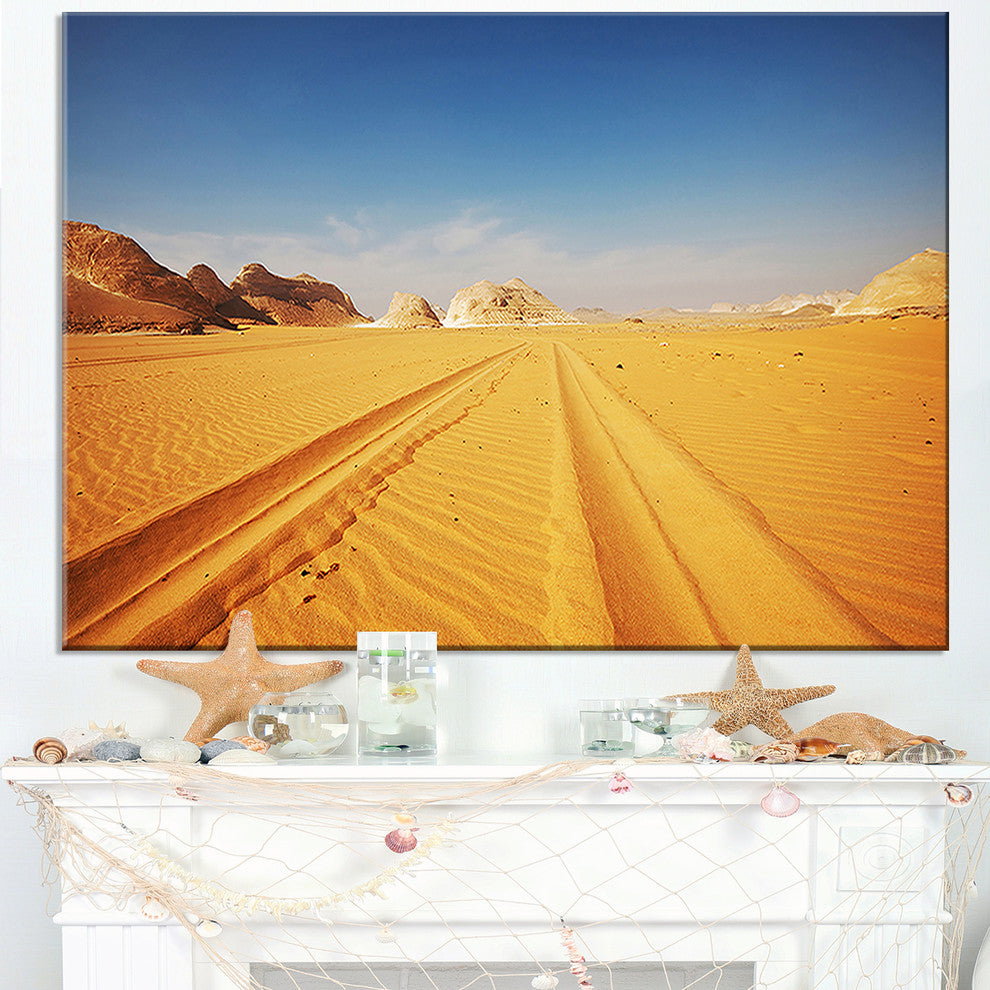 "Road in White Desert Egypt" Modern Landscape Wall Art Canvas, 40"x20"