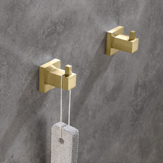 Cube Bathroom Towel & Robe Hook 3 Count, Brushed Gold
