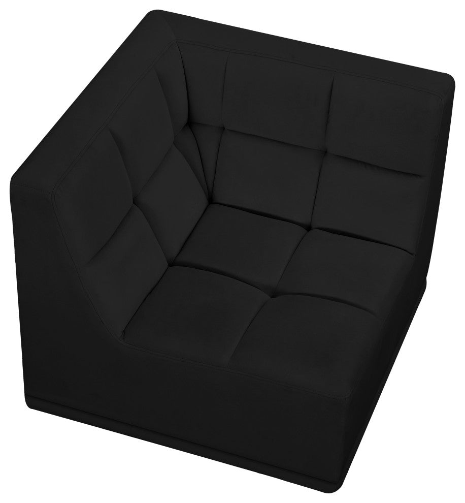 Relax Velvet Upholstered Corner Chair, Black