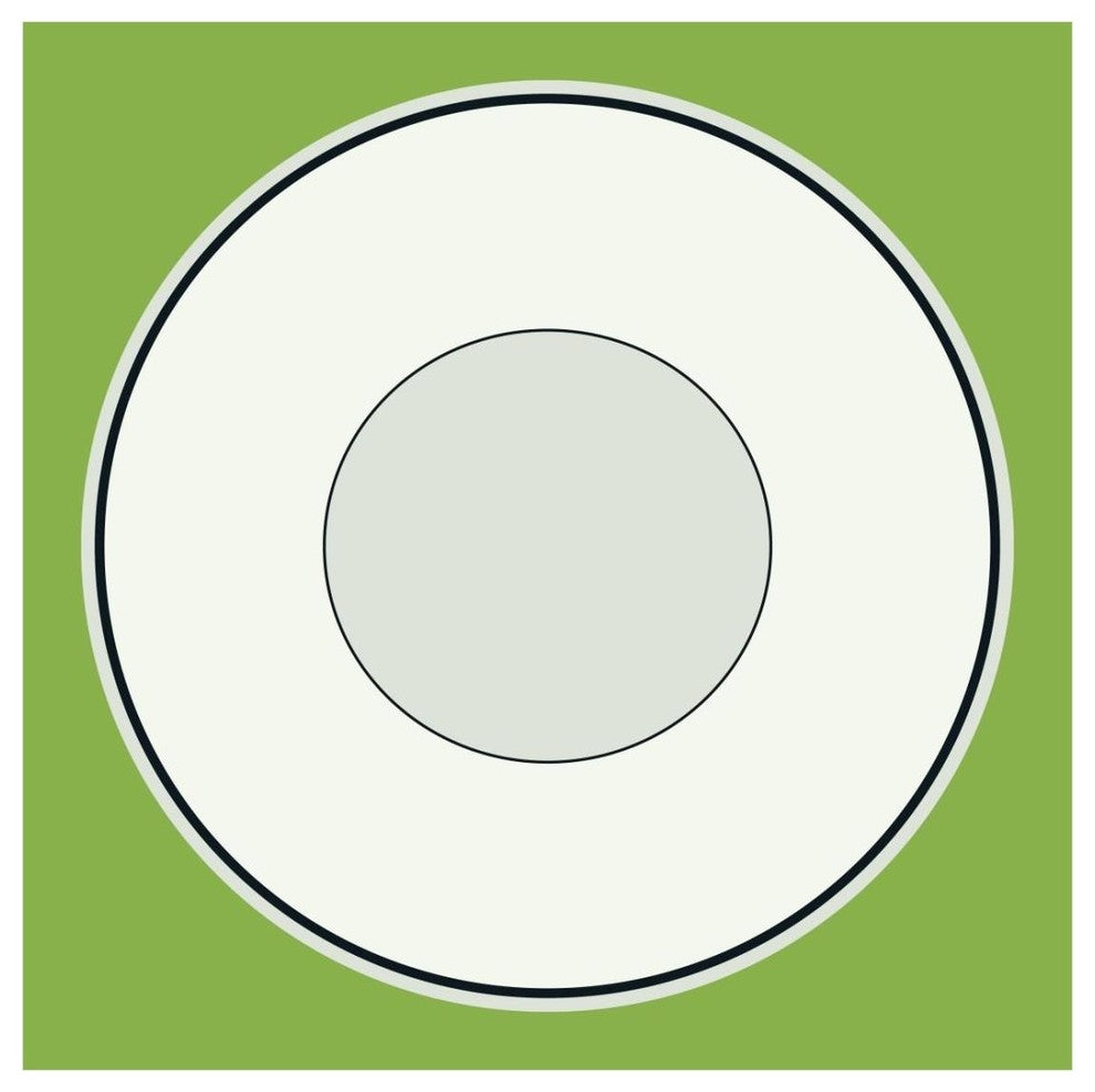 "Mealtime: White on Green - Plate" Digital Paper Print by BG.Studio, 26"x26"