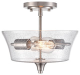 Caily Collection 2-LIght 11" Brushed Nickel Semi-Flush