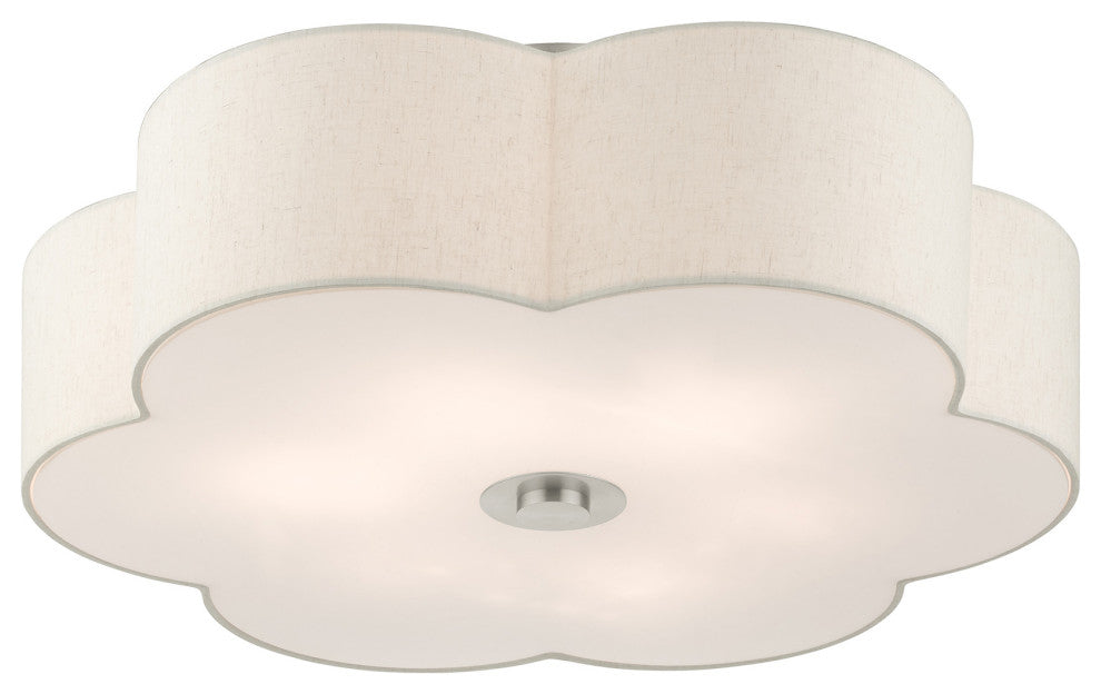 Brushed Nickel French Country, Floral, Transitional, Semi Flush