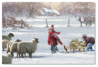 The Macneil Studio 'Feeding Sheep' Canvas Art, 22" x 32"