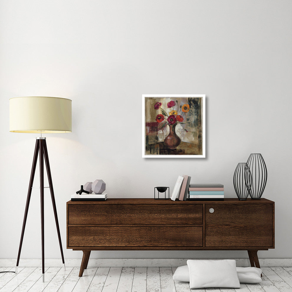 "Poppies in a Copper Vase II" Digital Paper Print by Silvia Vassileva, 26"x26"
