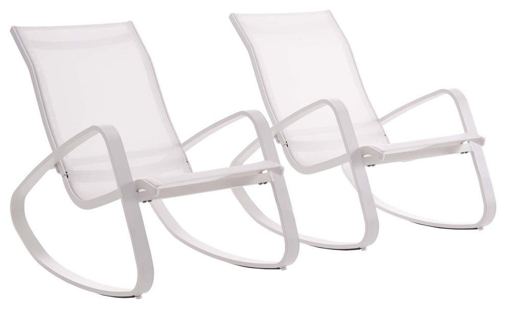 Traveler Rocking Lounge Chair Outdoor Patio Mesh Sling Set of 2