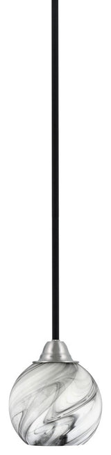 Paramount Mini Pendant, Matte Black & Brushed Nickel, 5.75" Onyx Swirl