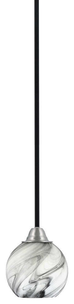 Paramount Mini Pendant, Matte Black & Brushed Nickel, 5.75" Onyx Swirl